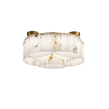 Luxe Alabaster Brass Round Ceiling Lamp