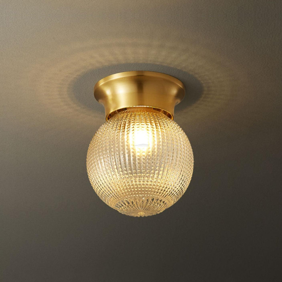Reeded Globe Flush Ceiling Light ∅ 5.5″