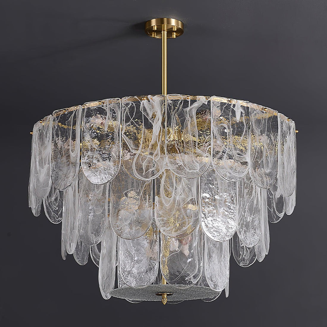 Lustre traditionnel classique en verre et métal ∅ 15,7″