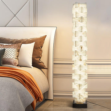 Stacked Alabaster Squares Floor Lamp