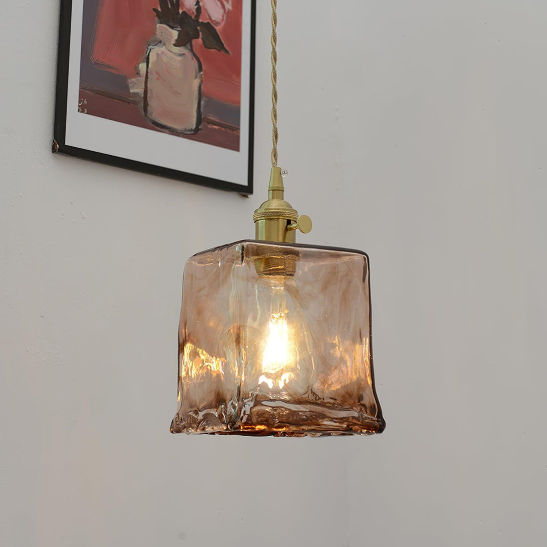 Vintage Brown Glass Pendant