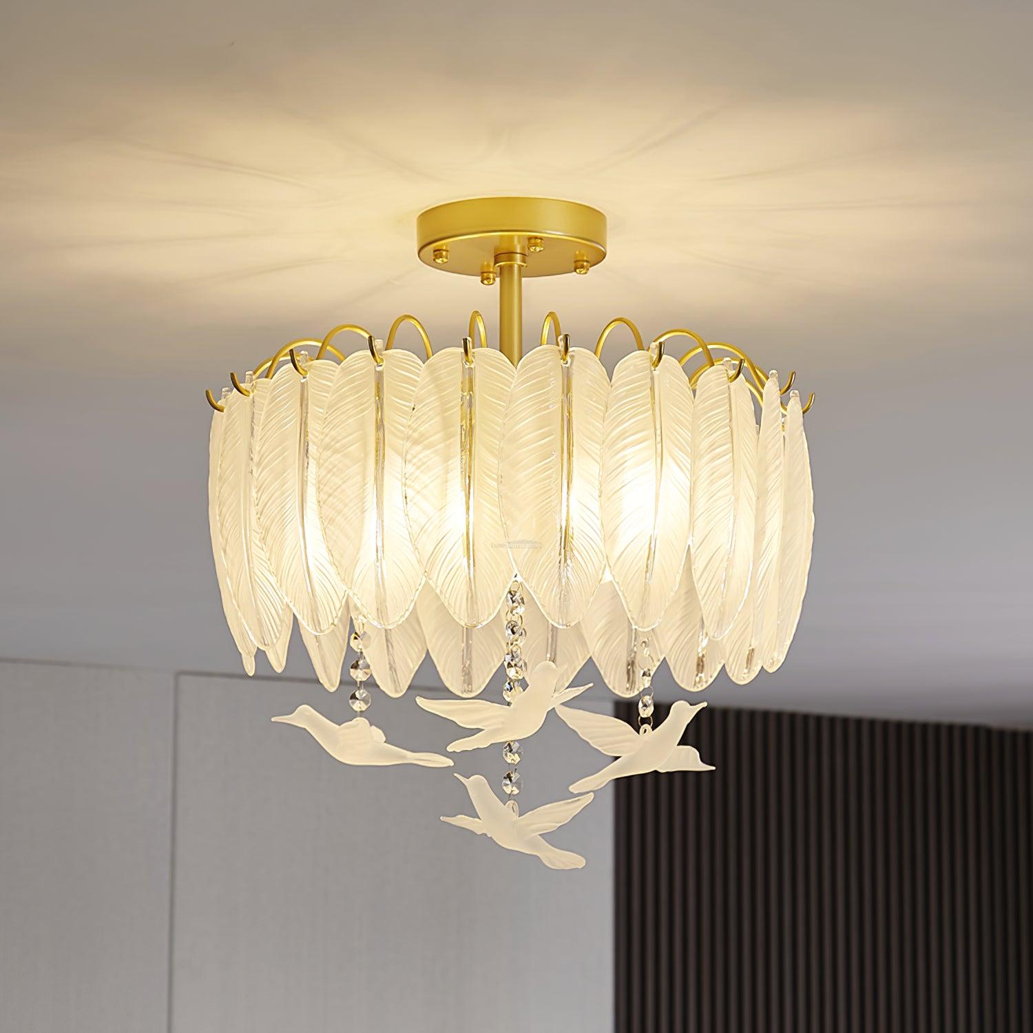 Glass Feather Style Ceiling Light