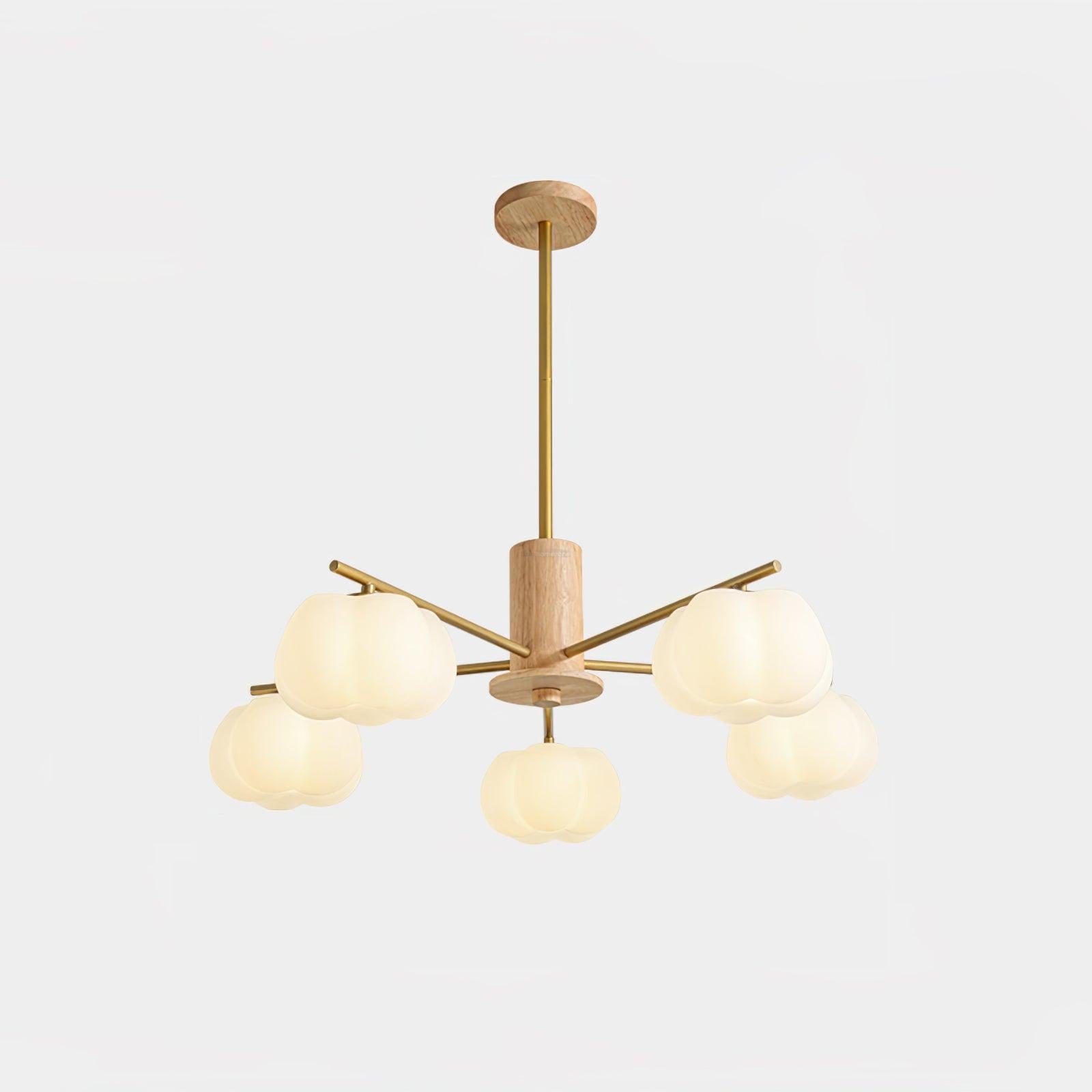 Wooden Cotton Balls Chandelier with 5/8 lamps