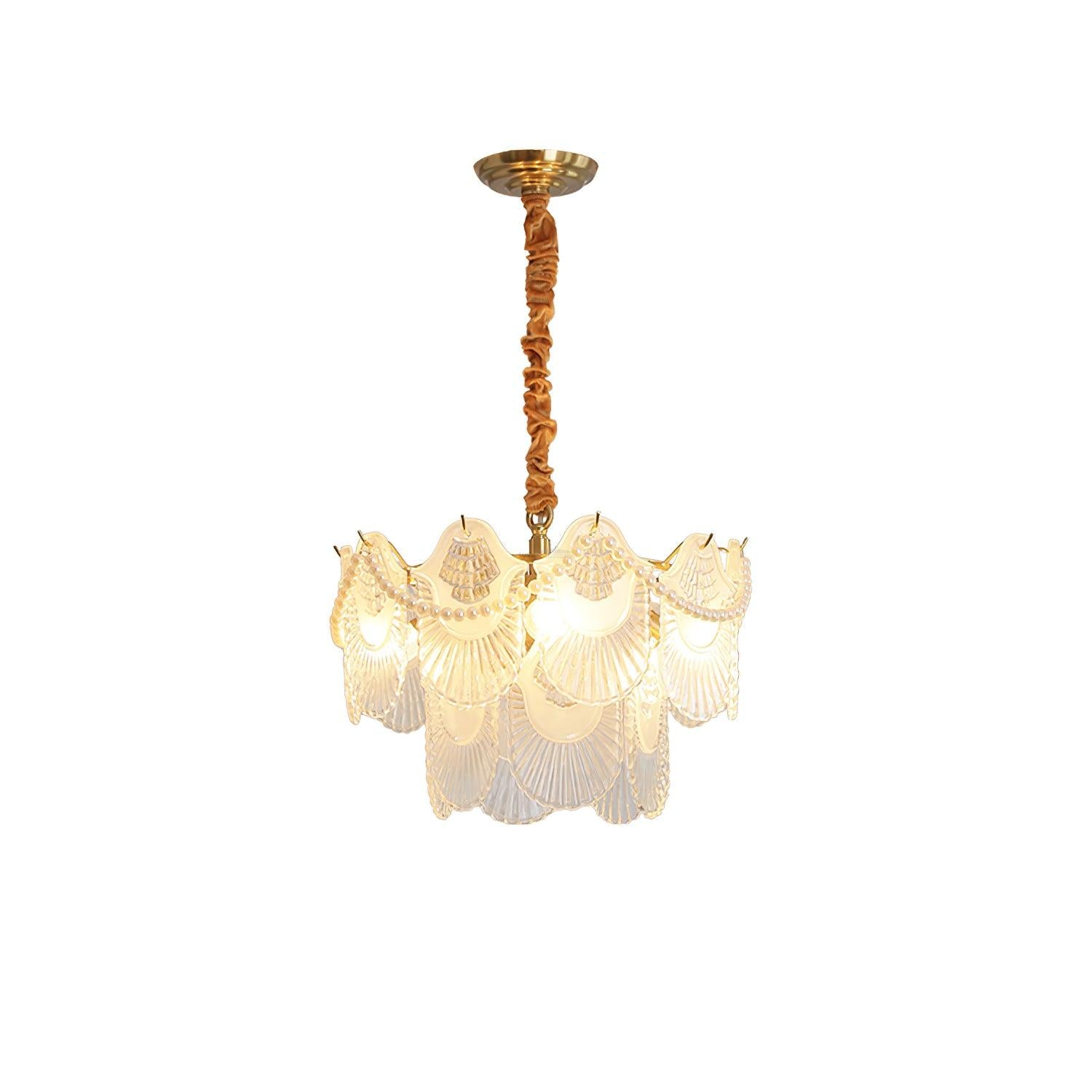 Pearl Glass Shell Round/Long canopy Chandelier