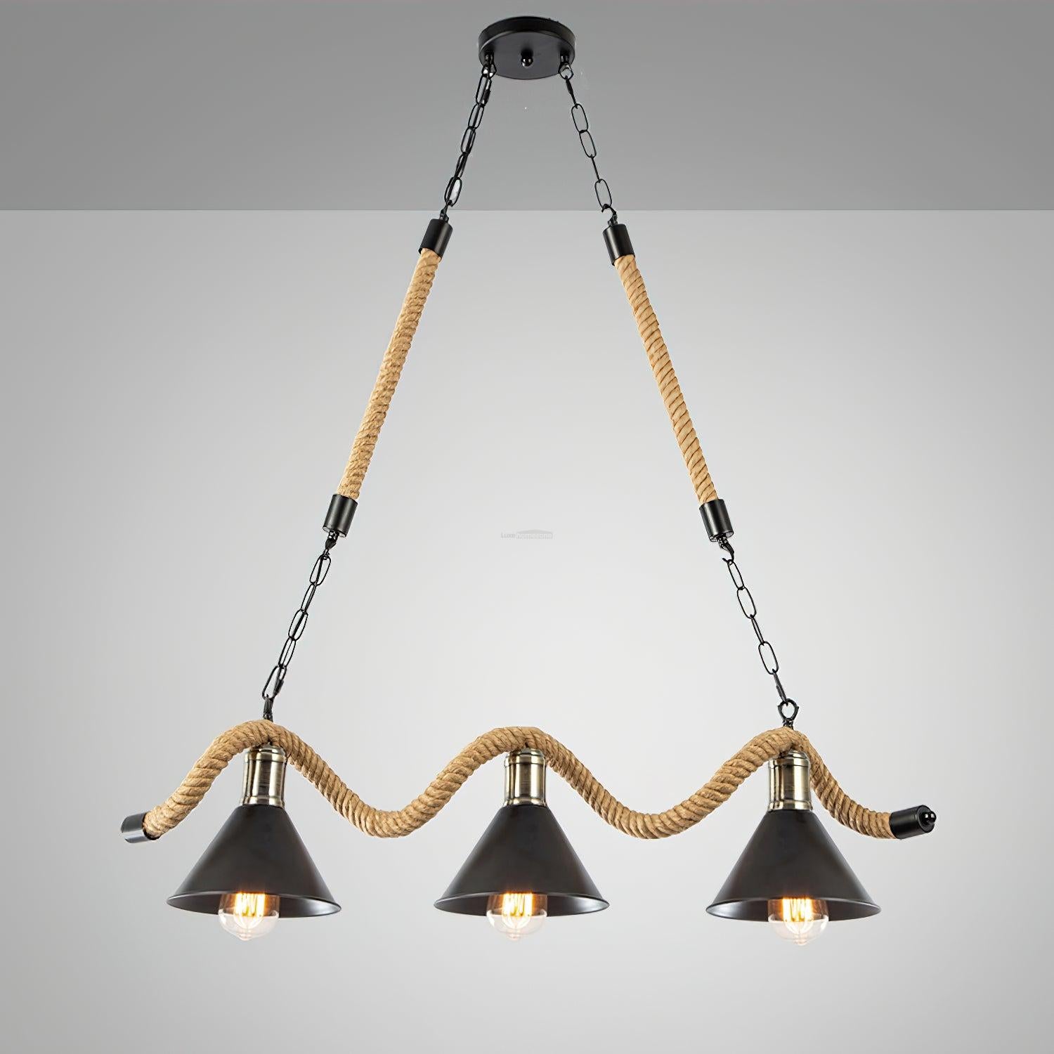 Hemp Rope Industrial Wave Chandelier with 3/5 heads