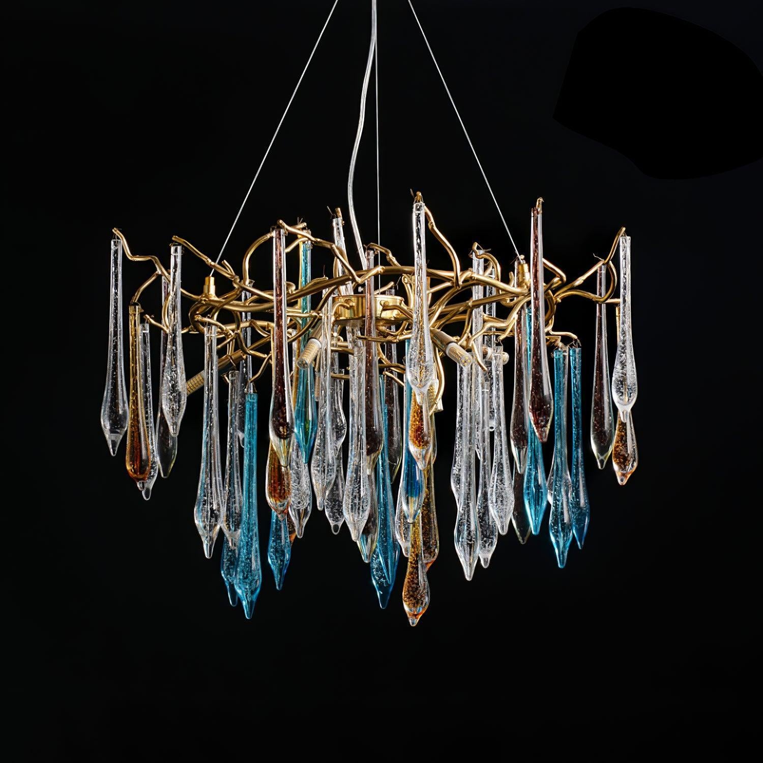 Gold Round Teardrop Style Chandelier