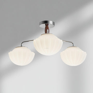 Ribbed Walnut Ceiling Lamp with 3/5/8 heads