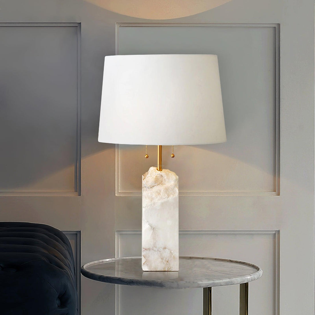 Lampe de table en albâtre brut ∅ 14,9″ 