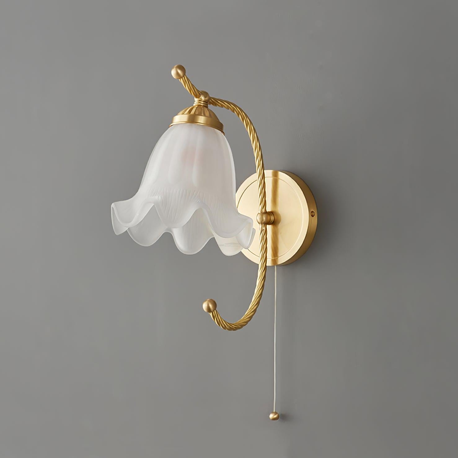 Curved Gooseneck Brass Glass Sconce  L 6.3″