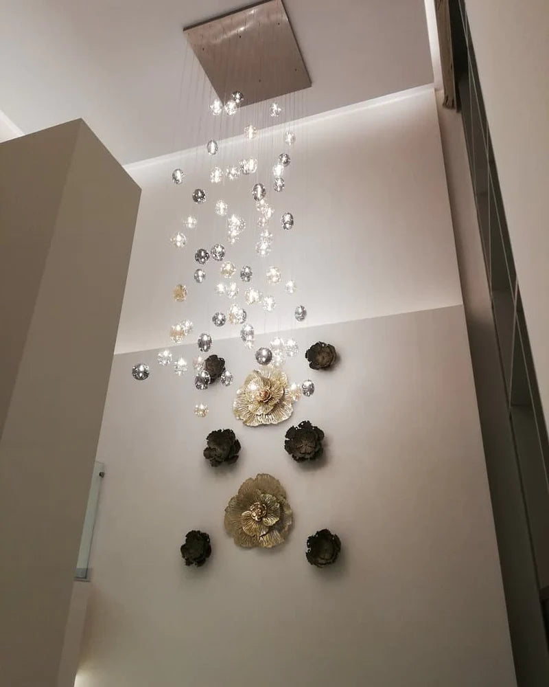 Square Rainfall / Waterfall Glass Globe / Bubble Chandelier Cluster