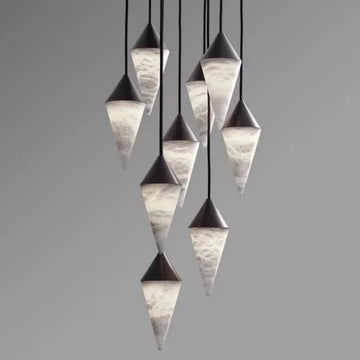 Modern Alabaster Cone Cluster Chandelier